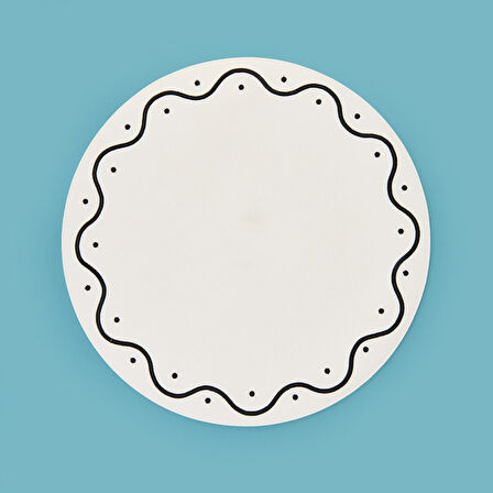 Kitchen Yuvarlak Deri Supla - Beyaz / Siyah - 38 cm