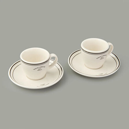 Kitchen Luna 2'li Espresso Fincanı - Krem / Siyah