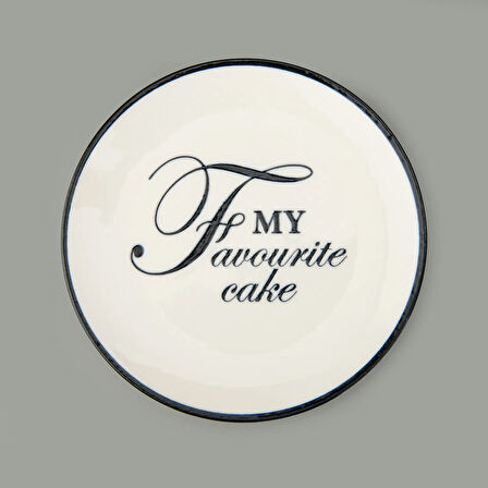 Kitchen Porselen Flower Tatlı Tabağı - Siyah / Krem - 19 cm