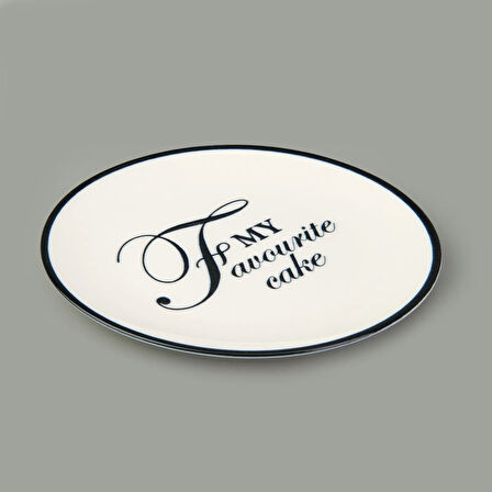 Kitchen Porselen Flower Tatlı Tabağı - Siyah / Krem - 19 cm