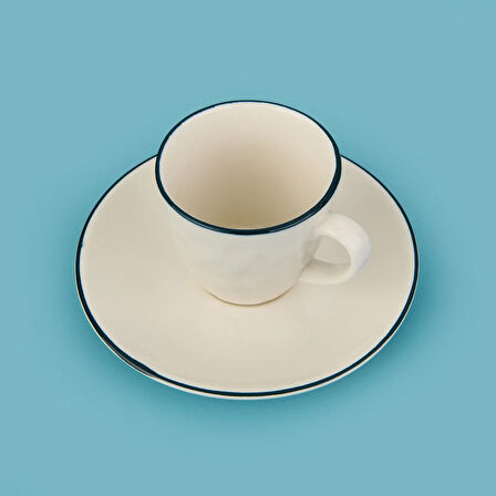 Kitchen Hammer 2'li Fincan Takımı - Krem / Mavi - 90 ml