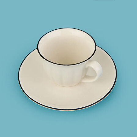Kitchen Olympos 2'li Kahve Fincanı Takımı - Krem / Siyah - 90 ml