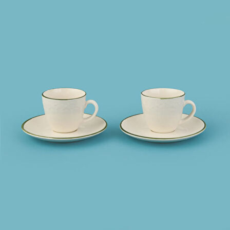 Kitchen Arnea 2'li Fincan Takımı - Krem / Yeşil - 90 ml