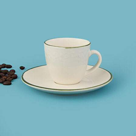 Kitchen Arnea 2'li Fincan Takımı - Krem / Yeşil - 90 ml