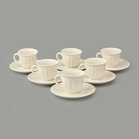 Kitchen Olympos 6'lı Kahve Fincanı Takımı - Krem - 90 ml