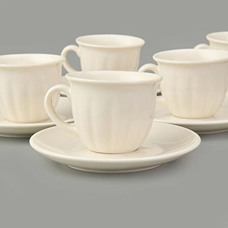 Kitchen Olympos 6'lı Kahve Fincanı Takımı - Krem - 90 ml