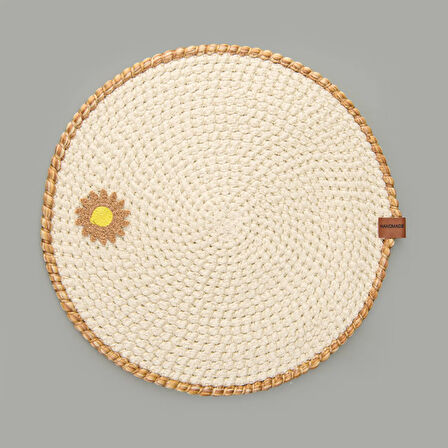 Soft Çiçek Nakışlı Supla - Ekru - 33x33 cm