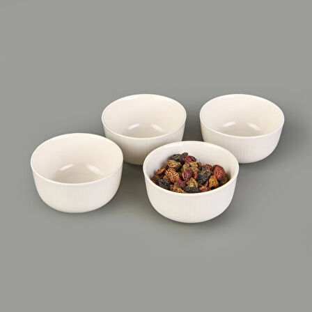 Bade 4'lü Porselen Çerezlik - Beyaz - 8 cm