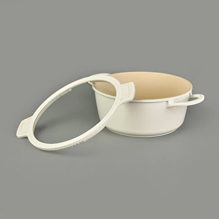 Pienza Alüminyum Tencere Seti - Krem / Bej - 7 Parça