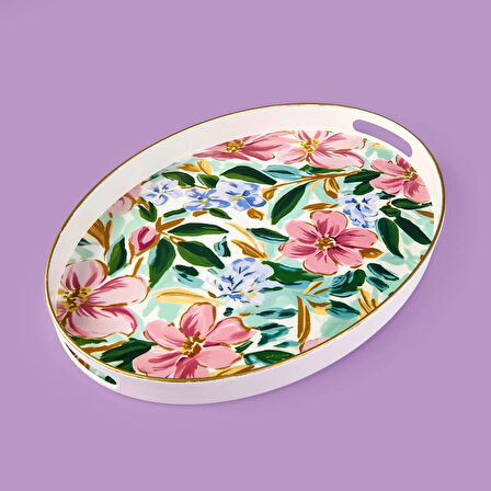 Kitchen Flowely Oval Tepsi - Renkli - 42 cm