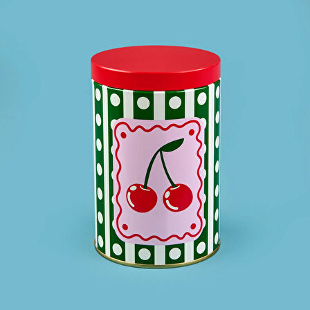 Cherry Yuvarlak Tekli Metal Kutu - Renkli - 900 ml