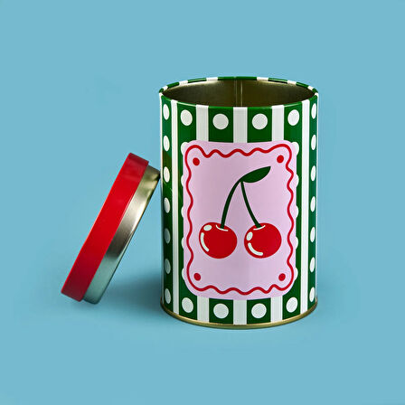Cherry Yuvarlak Tekli Metal Kutu - Renkli - 900 ml
