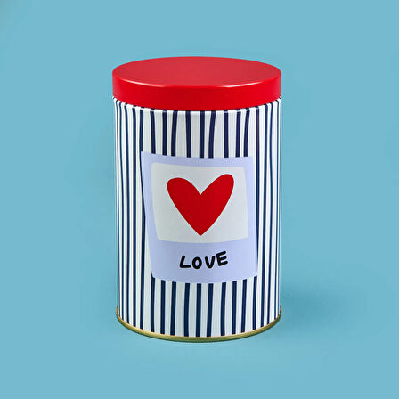 Love Yuvarlak Tekli Metal Kutu - Renkli - 900 ml