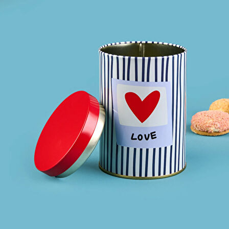 Love Yuvarlak Tekli Metal Kutu - Renkli - 900 ml