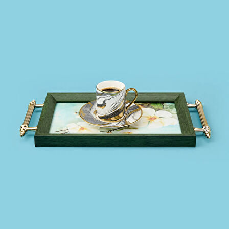 Kitchen Mini Çiçekli Tepsi - Renkli - 29x18 cm