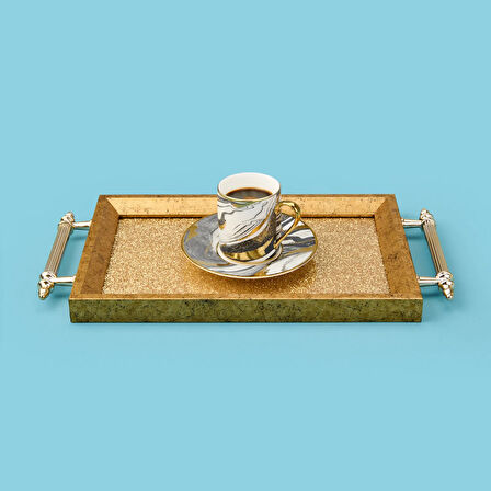 Kitchen Mini Tepsi - Gold - 29x18 cm