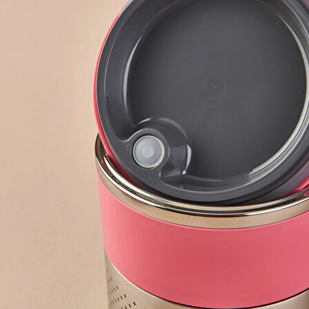 2 Katlı Çelik Yemek Termosu - Pembe - 1,5 lt