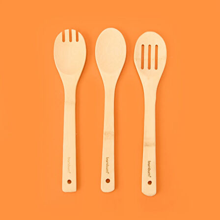 Ravili 3'lü Bambu Servis Seti - Açık Kahverengi