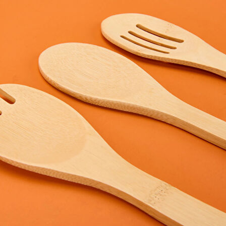 Ravili 3'lü Bambu Servis Seti - Açık Kahverengi