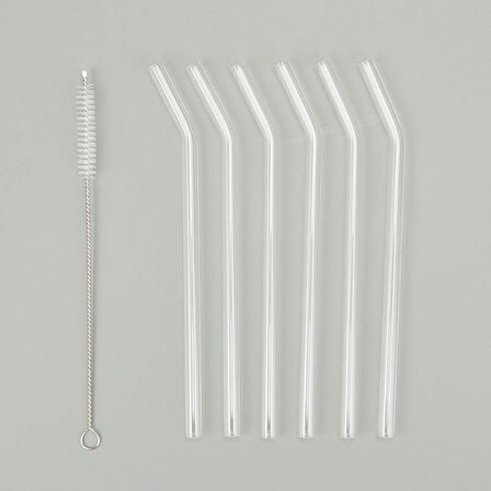 6'lı Cam Pipet ve Fırça Seti - Şeffaf