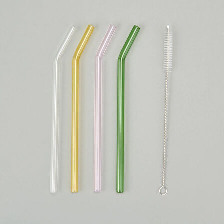 4'lü Cam Pipet ve Fırça Seti - Renkli