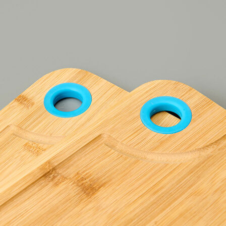 Dual 2'li Kesme Tahtası - Açık Kahverengi / Mavi - 28x20 cm + 33x22 cm