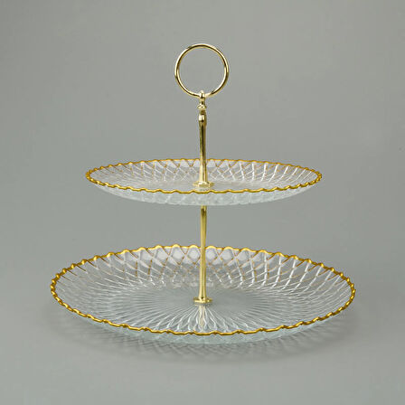 Kitchen Zelazo İki Katlı Kurabiyelik - Şeffaf / Altın