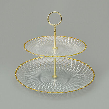 Kitchen Zelazo İki Katlı Kurabiyelik - Şeffaf / Altın