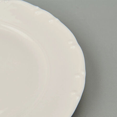 Porselen Liana 6'lı Tatlı Tabağı - Krem - 19 cm
