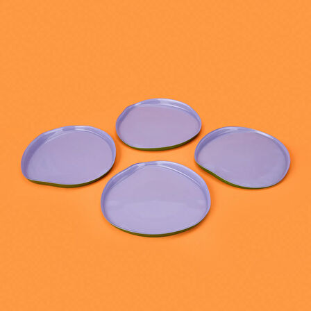 Kitchen İstanbul Dik Kenarlı 4'lü Pasta Seti - Mor / Yeşil - 21 cm