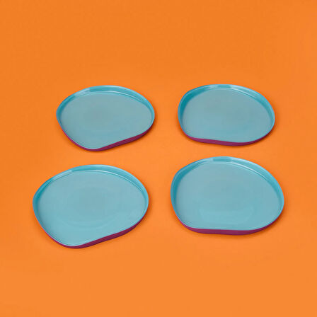 Kitchen İstanbul Dik Kenarlı 4'lü Pasta Seti - Mor / Mavi - 18 cm