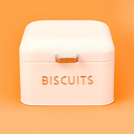 Galvaniz Bisküvi Kutusu - Krem - 3,5 lt