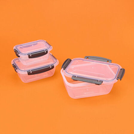 Plastik Dikdörtgen Sızdırmaz Kilitli Saklama Kabı - Füme