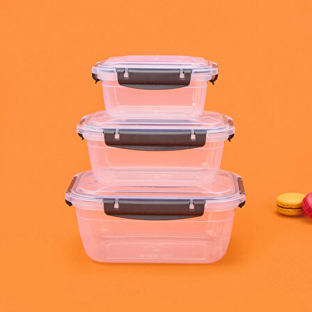 Plastik Dikdörtgen Sızdırmaz Kilitli Saklama Kabı - Füme