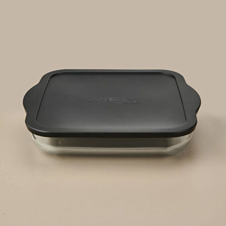 Kapaklı Kare Borcam - Şeffaf / Siyah - 3,2 lt