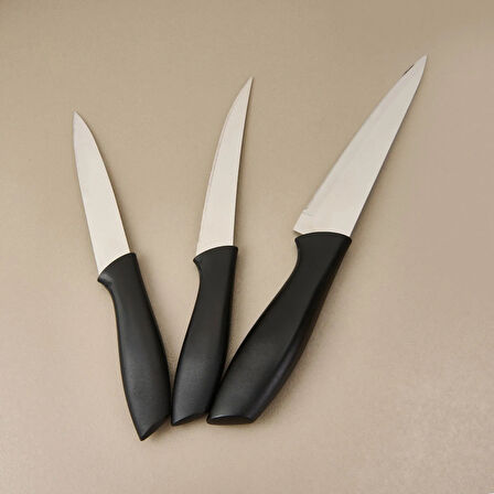 Kitchen Vakumlu 3'lü Çok Amaçlı Bıçak Seti - Siyah