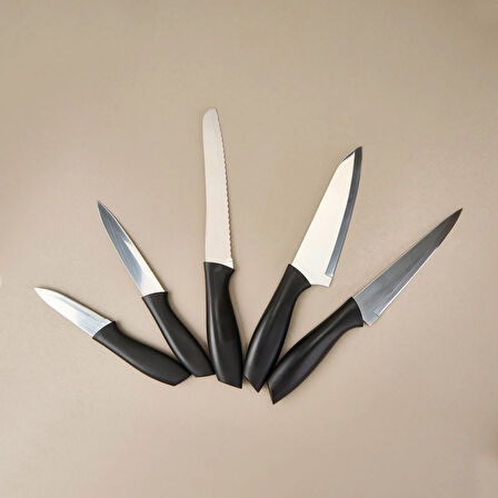 Kitchen Vakumlu 5'li Bıçak Seti - Siyah