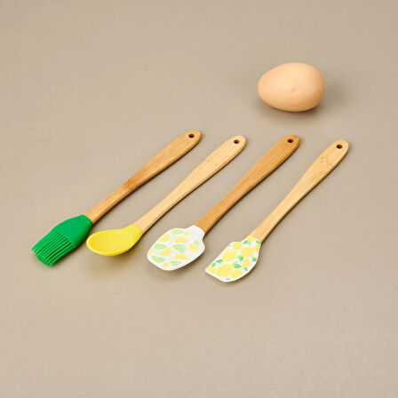 Silikon Mini 4'lü Spatula Seti - Renkli