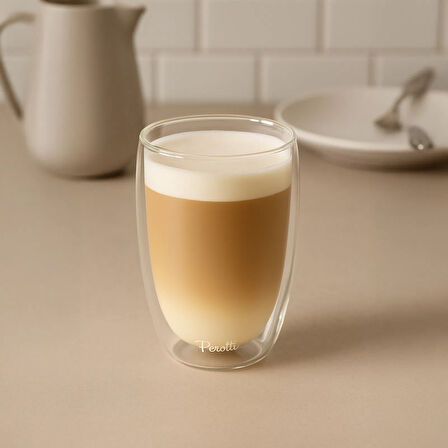 Çift Cidarlı Latte Bardağı - Şeffaf - 450 ml