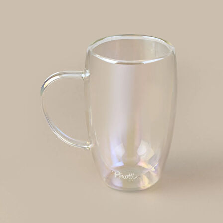 Colors Çift Cidarlı Lüsterli Latte Kupa - Şeffaf - 450 ml