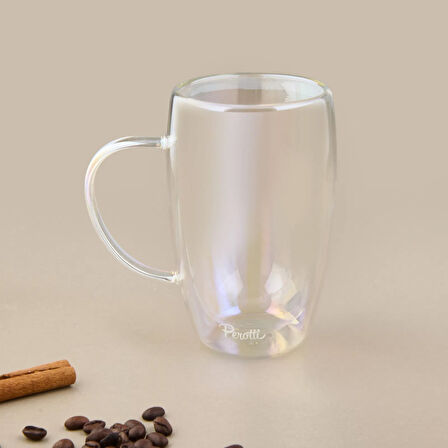 Colors Çift Cidarlı Lüsterli Latte Kupa - Şeffaf - 450 ml
