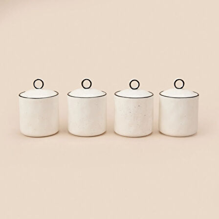 4'lü Porselen Baharatlık - Beyaz