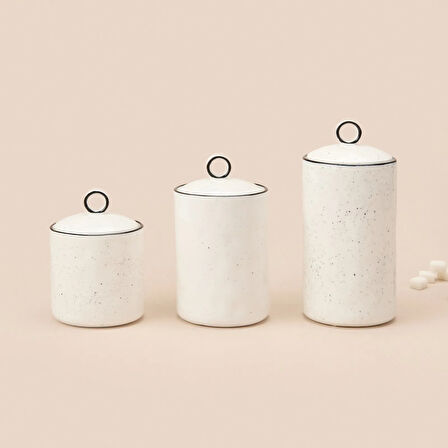 3'lü Sıralı Baharatlık Takımı - Beyaz / Siyah