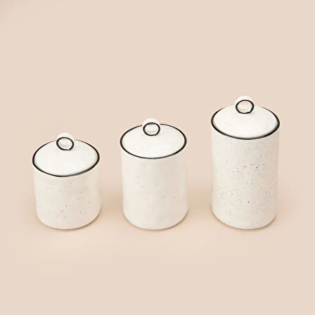 3'lü Sıralı Baharatlık Takımı - Beyaz / Siyah