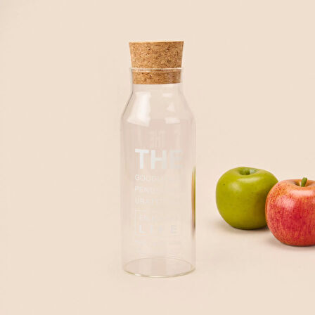 Frog Mantar Kapaklı Cam Sürahi - Şeffaf / Açık Kahverengi - 1 lt