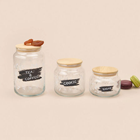 Siena Jar 3'lü Kavanoz Seti - Açık Kahverengi / Şeffaf