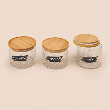 Siena 3'lü Kavanoz Seti - Şeffaf / Açık Kahverengi