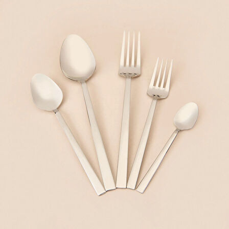 30 Parça Paslanmaz Çelik Çatal Kaşık Seti - Gri