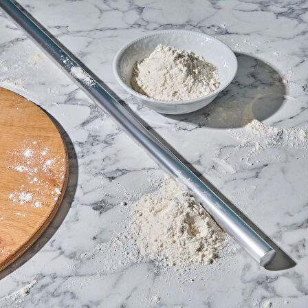 Paslanmaz Çelik Düz Oklava - Gri - 76 cm