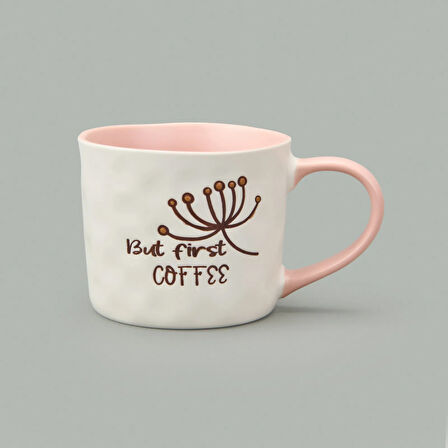 Kitchen It's Coffee Time Kupa - Beyaz / Pembe - 415 ml